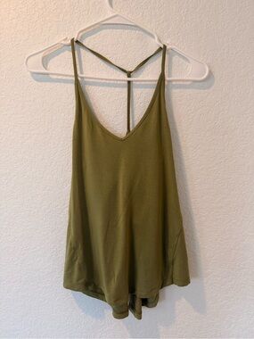 Lululemon Olive Green Strappy Racerback Tank | Open Back Workout Top